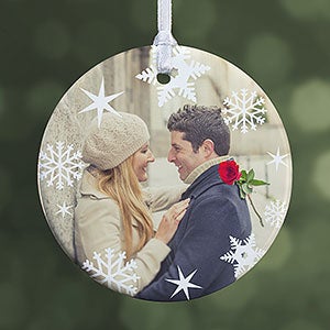Personalized Photo Christmas Ornament - Snowflakes - 1-Sided - 14638-1