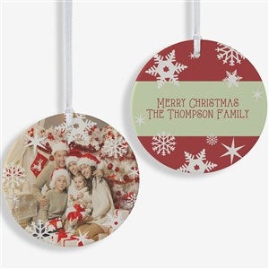 Snowflakes Personalized Photo Christmas Ornament - 14638-2L
