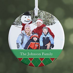 Personalized Photo Christmas Ornament - Argyle - 1-Sided - 14639-1
