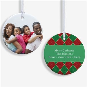Personalized Photo Christmas Ornament - Argyle - 2-Sided - 14639-2