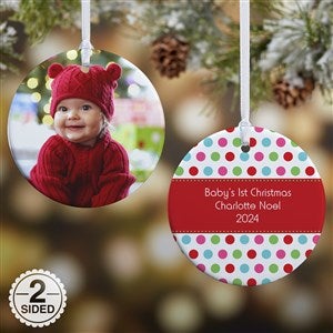 Personalized Photo Christmas Ornament - Baby - Polka Dot - 2-Sided - 14641-2