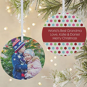 Polka Dot Christmas Photo Ornament - 14641-2L