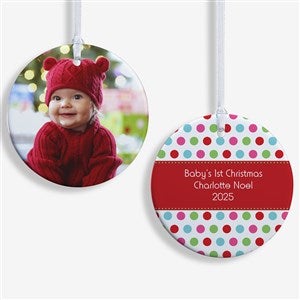 Personalized Photo Christmas Ornament - Baby - Polka Dot - 2-Sided - 14641-2
