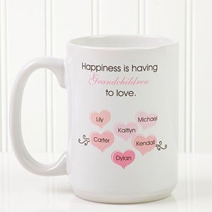 Personalized Coffee Mug - Happiness is having grandchildren - 15oz. - 14646-L