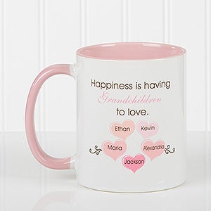 What Is Happiness Personalized Pink Grandparent Coffee Mug - 14646-P