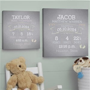 Personalized Baby Wall Art 24x24 - Baby Birth Info - 14687-XL
