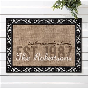 Personalized Burlap Family Doormat - Together We Make A Family - Standard Size - 14705