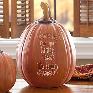 Personalized Decorative Pumpkins - Fall Decor -  Count Your Blessings - Large - 14751-L