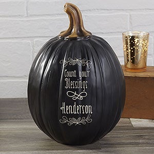 Personalized Large Black Pumpkin - Count Your Blessings - 14751-LB