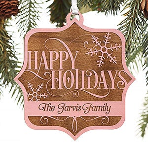 Tis the Season Personalized Pink Stain Wood Ornament - 14810-P