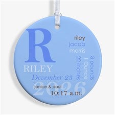 All About Baby Personalized Birth Ornament- 2.85 Glossy - 1 Sided - 14842-1