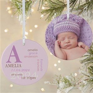 All About Baby Photo Personalized Birth Ornament- 3.75 Matte - 2 Sided - 14842-2L