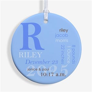 All About Baby Personalized Birth Ornament- 2.85 Glossy - 1 Sided - 14842-1