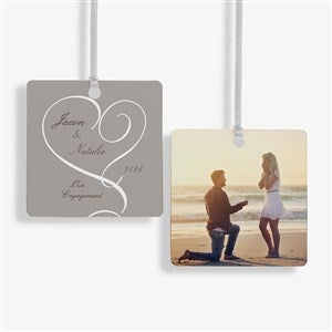 Our Engagement Photo Personalized Metal Ornament - 2 Sided - 14843-2M