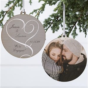 Our Engagement Photo Personalized Ornament-3.75 Wood - 2 Sided - 14843-2W