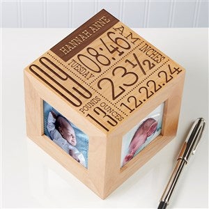 Baby Love Birth Information Engraved Photo Cube - 14852