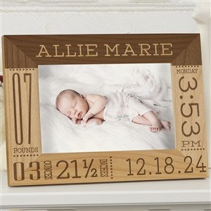 Baby Love Birth Information Personalized Picture Frame- 5 x 7 - 14853-M