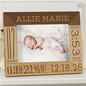 Baby Love Birth Information Personalized Picture Frame- 5 x 7 - 14853-M