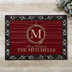 Personalized Winter Doormat - Holiday Wreath - 14872