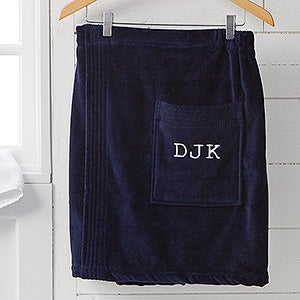 Mens Embroidered Velour Towel Wrap - Monogram - 14902-M