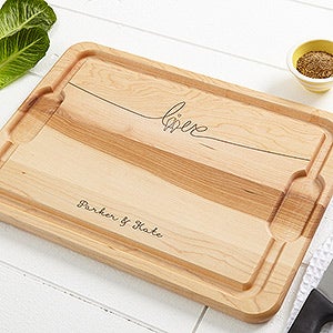 Personalized XL Romantic Maple Cutting Board - Lovebirds - 14958-XL