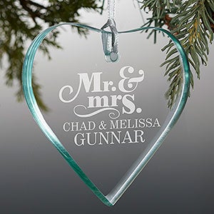 The Happy Couple Personalized Premium Glass Heart Ornament - 14981-P