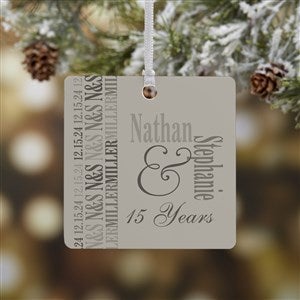 Anniversary Memories Personalized Square Photo Ornament- 2.75" Metal - 1 Sided - 14983-1M