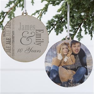 Anniversary Memories Photo Ornament- 3.75 Wood - 2 Sided - 14983-2W