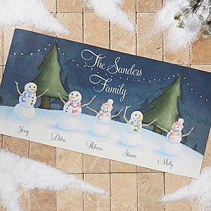 Our Snowman Family Personalized Oversized Doormat- 24x48 - 14990-O