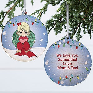 Precious Moments Wreath Personalized Wood Christmas Ornament - 15005-W