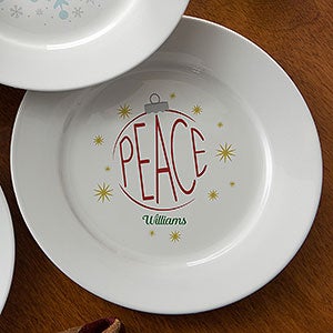Peace Personalized Christmas Appetizer and Dessert Plate - 15031-P