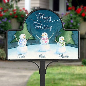 Our Snowman Family Personalized Magnetic Garden Sign - 15062-M
