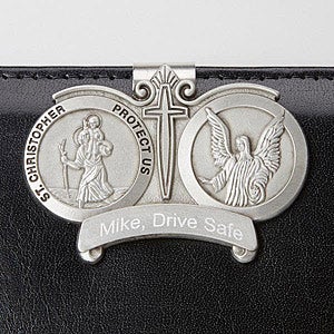 St. Christopher Engraved Visor Clip - 15066