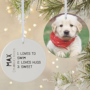 Definition of My Pet Photo Ornament - Matte - 15076-2L