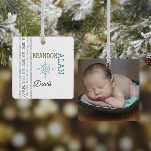 Darling Baby Photo Personalized Square Photo Ornament- 2.75" Metal - 2 Sided - 15082-2M
