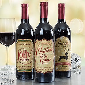 Very Merry Christmas Personalized Wine Bottle Labels - 15118