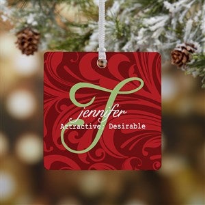 Name Meaning Personalized Square Ornament- 2.75 Metal - 1 Sided - 15146-1M