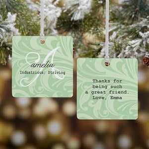 Name Meaning Personalized Square Ornament- 2.75 Metal - 2 Sided - 15146-2M