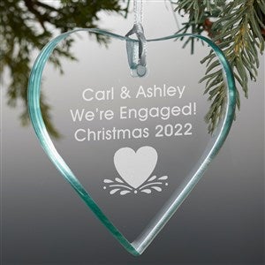Christmas Ornament DIY Personalizable We're Engaged Glittery Silver Hearts 