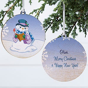 Precious Moments Snowman Personalized Wood Christmas Ornament - 15156-W