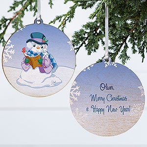 Precious Moments Snowman Personalized Wood Christmas Ornament - 15156-W