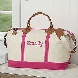 Luxurious Weekender Embroidered Pink Canvas Duffel Bag - 15171-P