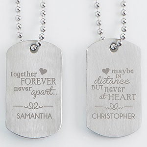 personalized his hers dog tag set