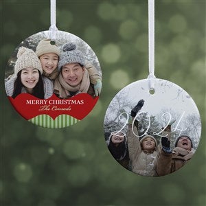 Classic Holiday Personalized Photo Ornament - 2.85 Glossy - 2 Sided - 15248-2