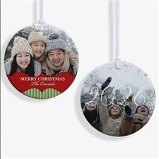 Classic Holiday Personalized Photo Ornament - 2.85 Glossy - 2 Sided - 15248-2