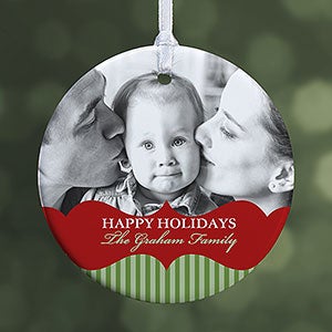 Classic Holiday Personalized Photo Ornament - 2.85 Glossy - 1 Sided - 15248-1