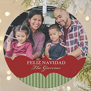 Classic Holiday Personalized Photo Ornament - 3.75 Matte - 1 Sided - 15248-1L