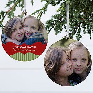 Classic Holiday Personalized Photo Ornament - 2 Sided Wood - 15248-2W
