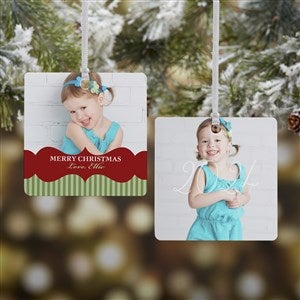 Classic Holiday Personalized Photo Ornament - 2 Sided Metal - 15248-2M