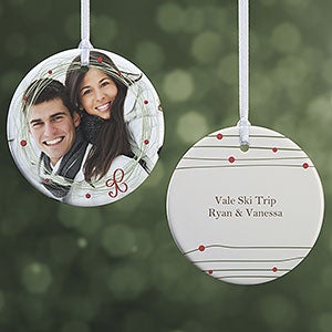 Personalized Photo Christmas Ornament - Holiday Wreath - 2-Sided - 15252-2